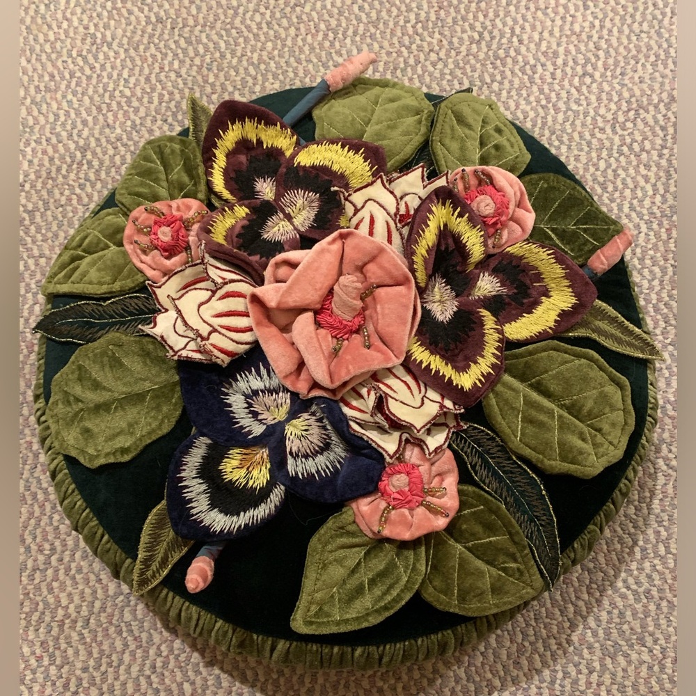 MacKenzie Childs Moonlight Garden Round Throw Pillow 1 pillow left available